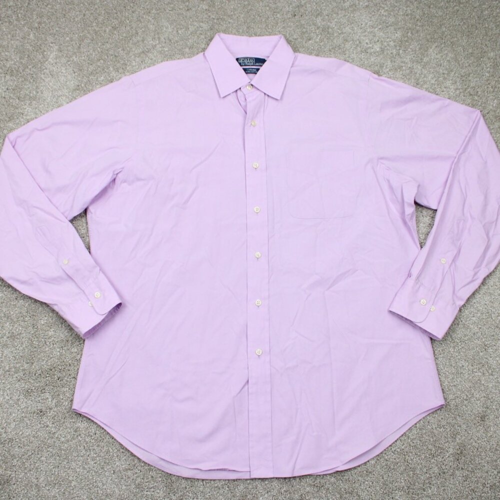 Polo Ralph Lauren Curham Dress Shirt Mens 16 1/2, 36/37 Purple Cotton L/S Button